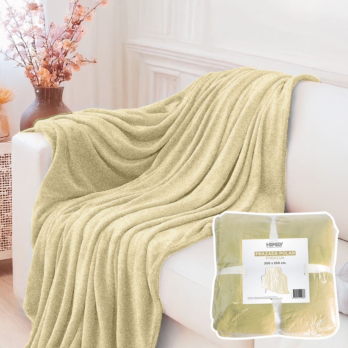 HOMELY - Frazada Polar Termica King Homely Manta 200x200cm Beige