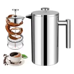 MUNDO MAGIA - Cafetera De Prensa Francesa De Acero Inoxidable, 800 Ml