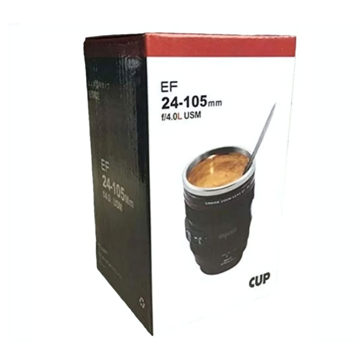 GENERICO - Vaso Cafe Camara Negro 14cm Con Tapa Diseño Moderno