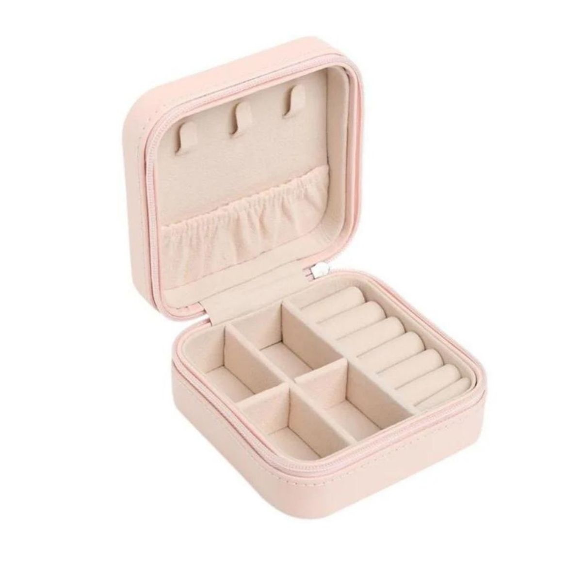 GENERICO - Estuche Organizador Joyas Cuadrado 10cm Joyero Rosa Aros