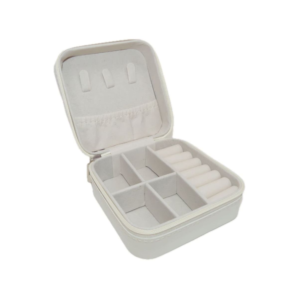 GENERICO - Estuche Organizador Joyas Cuadrado 10cm Joyero Blanco Aros.
