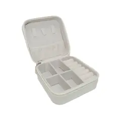 GENERICO - Estuche Organizador Joyas Cuadrado 10cm Joyero Blanco Aros.