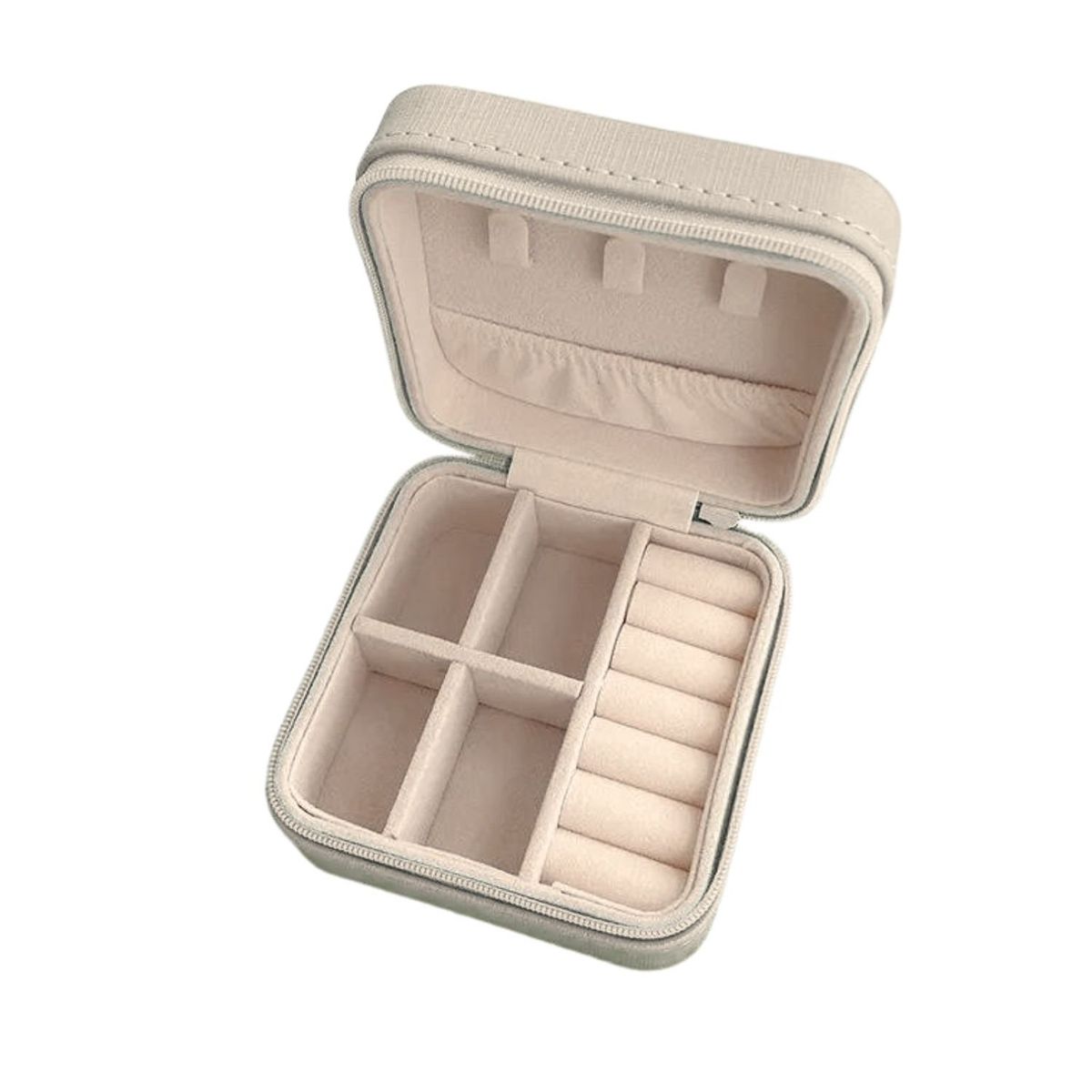 GENERICO - Estuche Organizador Joyas Cuadrado 10cm Joyero Blanco Aros.