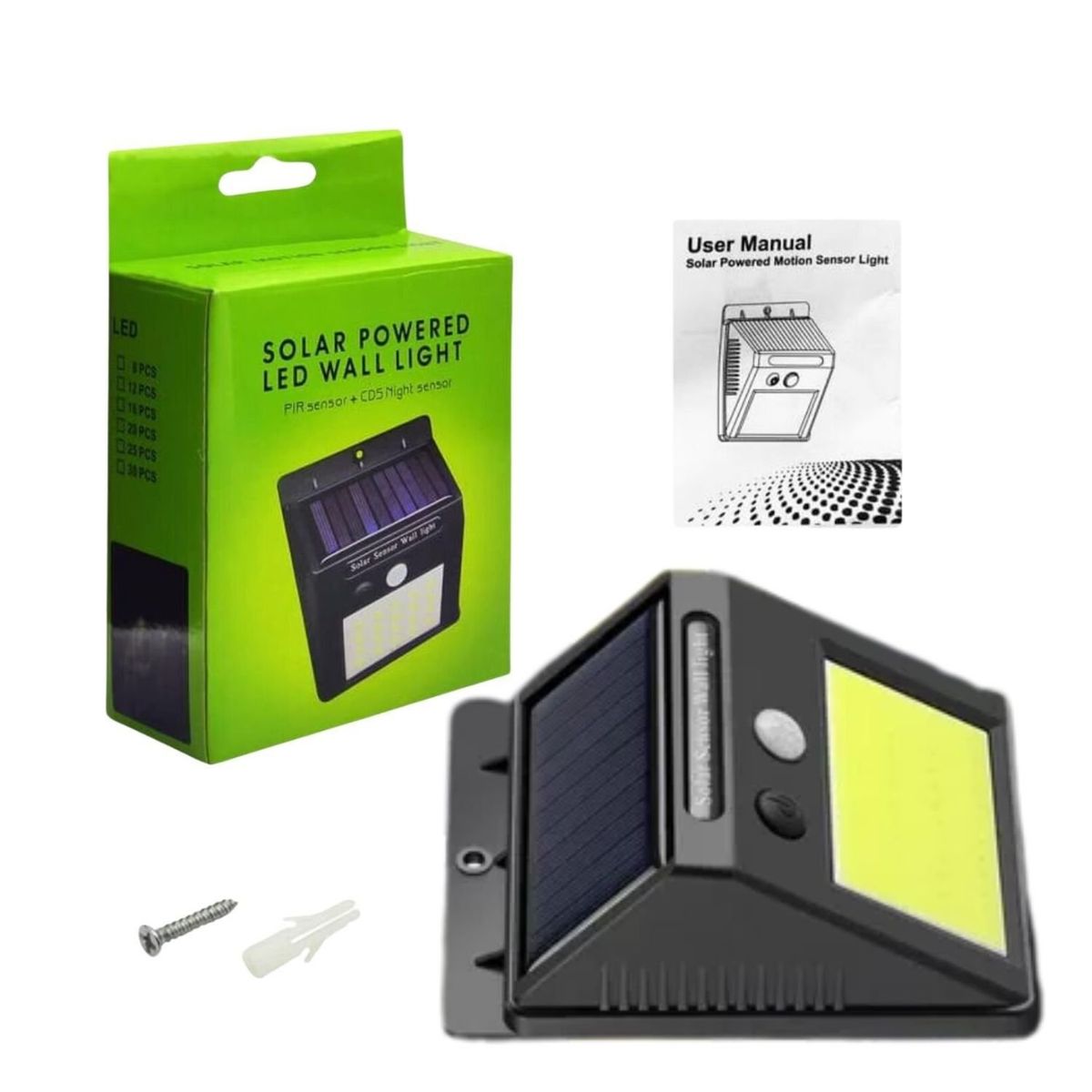 GENERICO - Luz Solar Led Pared 48 Leds 12cm Color Negro Eficiente.