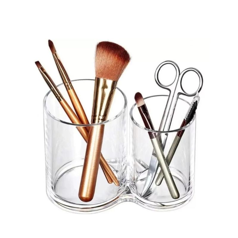GENERICO - Organizador Maquillajes Cilindrico Doble Brochas 15cm.