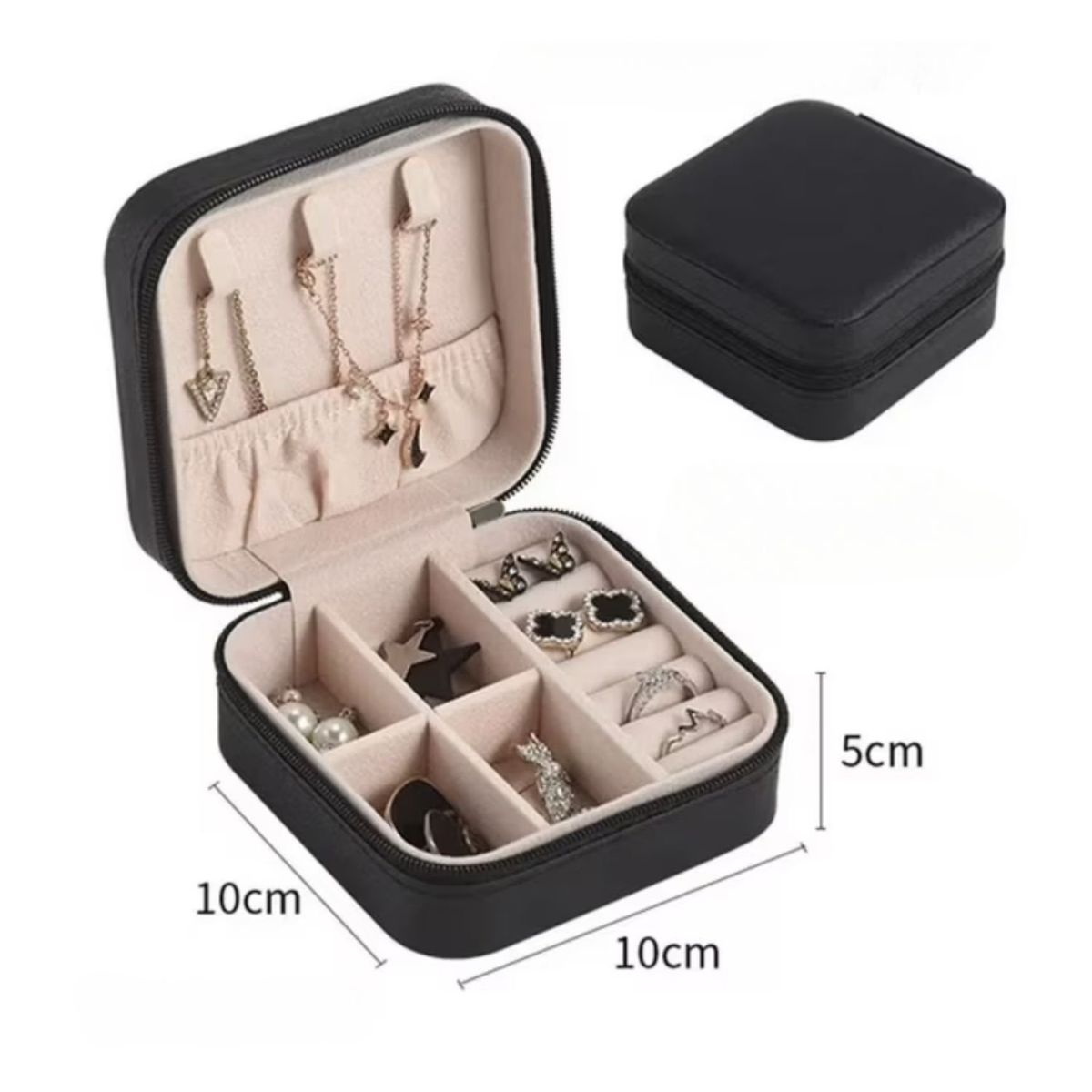 GENERICO - Estuche Organizador Joyas Cuadrado 10cm Joyero Collares Aros.