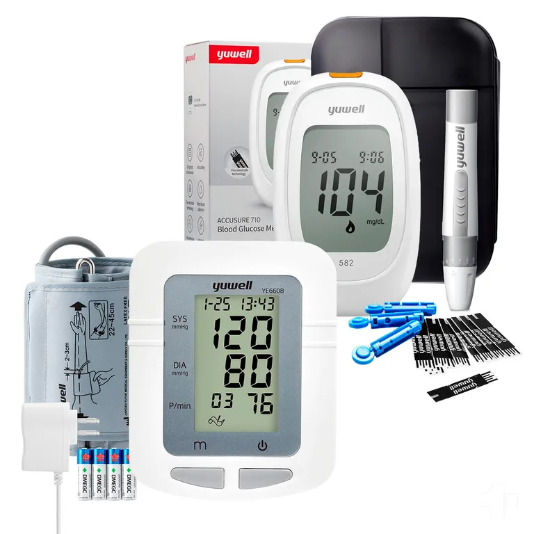 Toma Presion Tensiometro Yuwell YE660B + Glucometro Yuwell 582