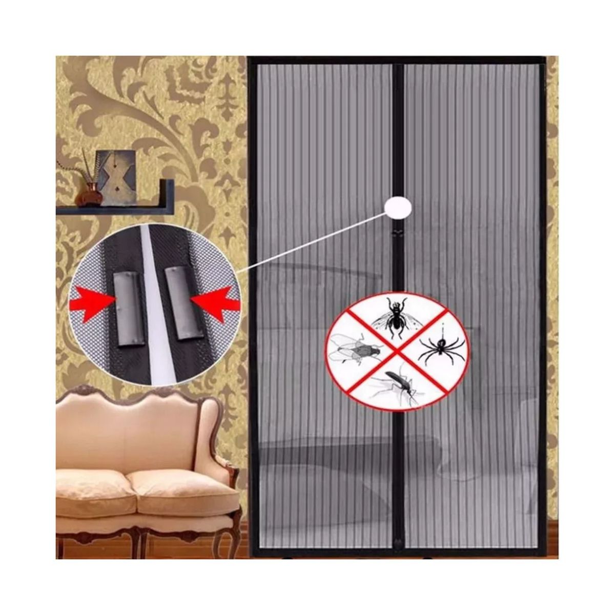 GENERICO - Malla Ventana Magnética Moscas 210cm Blanco Efectiva