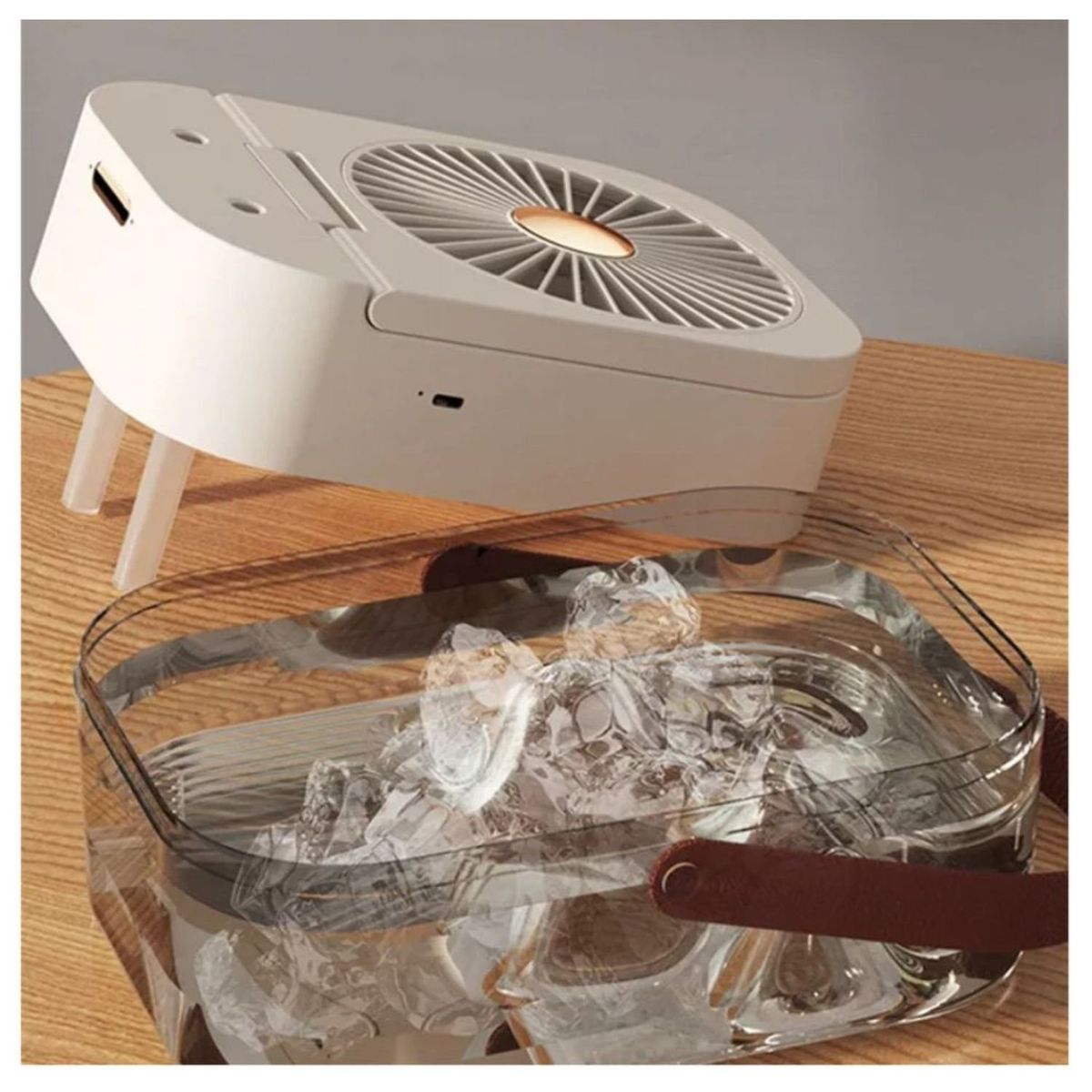 GENERICO - Ventilador Humidificador Aire Frio Usb Control 22cm Blanco.