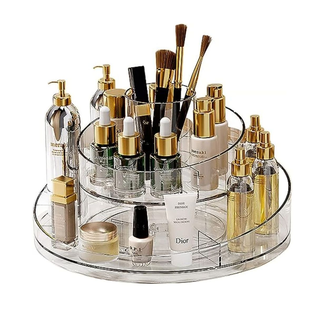 GENERICO - Organizador Maquillaje 360 Grados Dos Niveles 24cm Coquette.