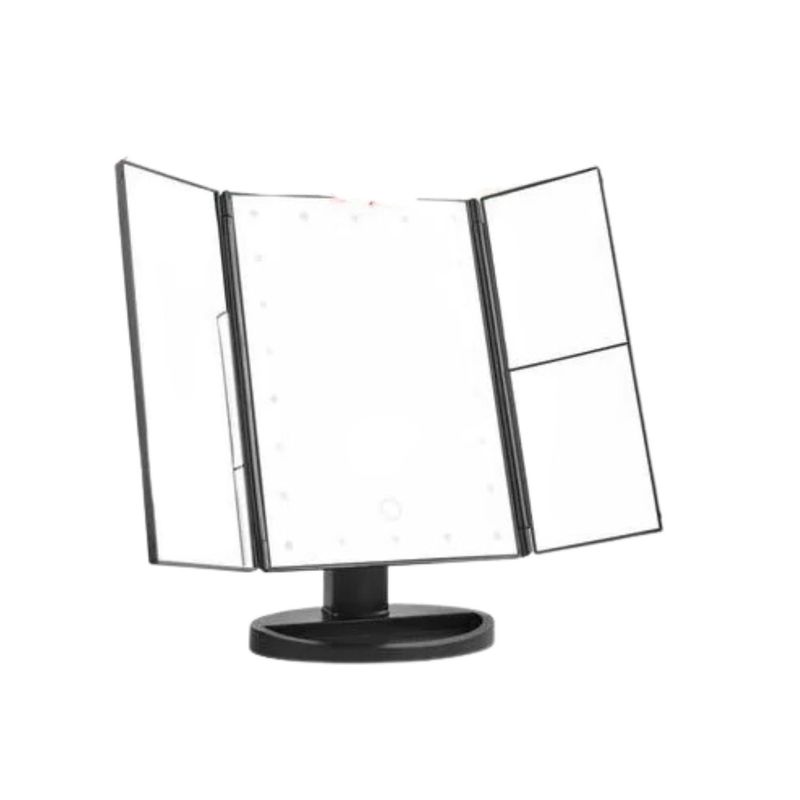 GENERICO - Espejo Triple Desplegable Luces Led 34cm Maquillaje 22 Luces