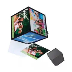 GENERICO - Cubo Rotativo 360 Foto Negro 11cm Para Exhibición Imágenes.