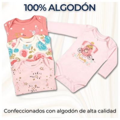 Imagen 2 del producto Pack 4 Bodys Bebé Niña Manga Larga 100% Algodón Pink Roses