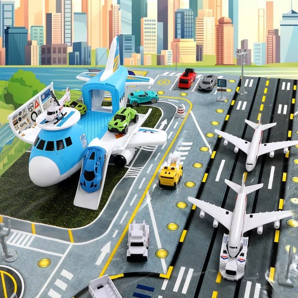 MUNDO MAGIA - Avión De Rescate Porta 12 Vehículos Juguete Para Niños