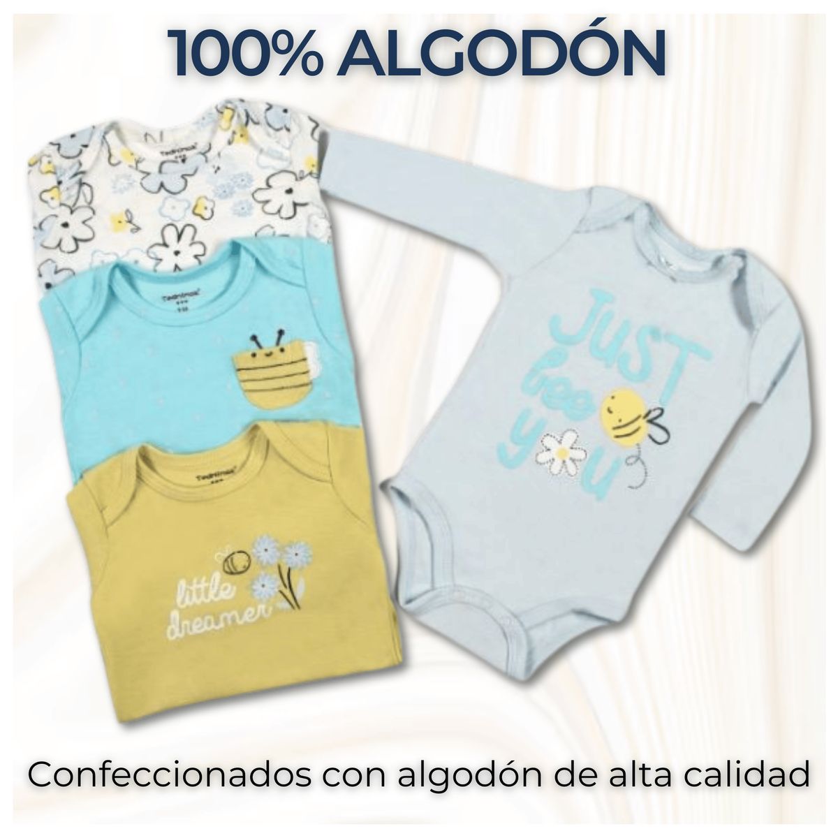 TEDMIMAK - Pack 4 Bodys Bebé Niña Manga Larga 100% Algodón Sweet Bee