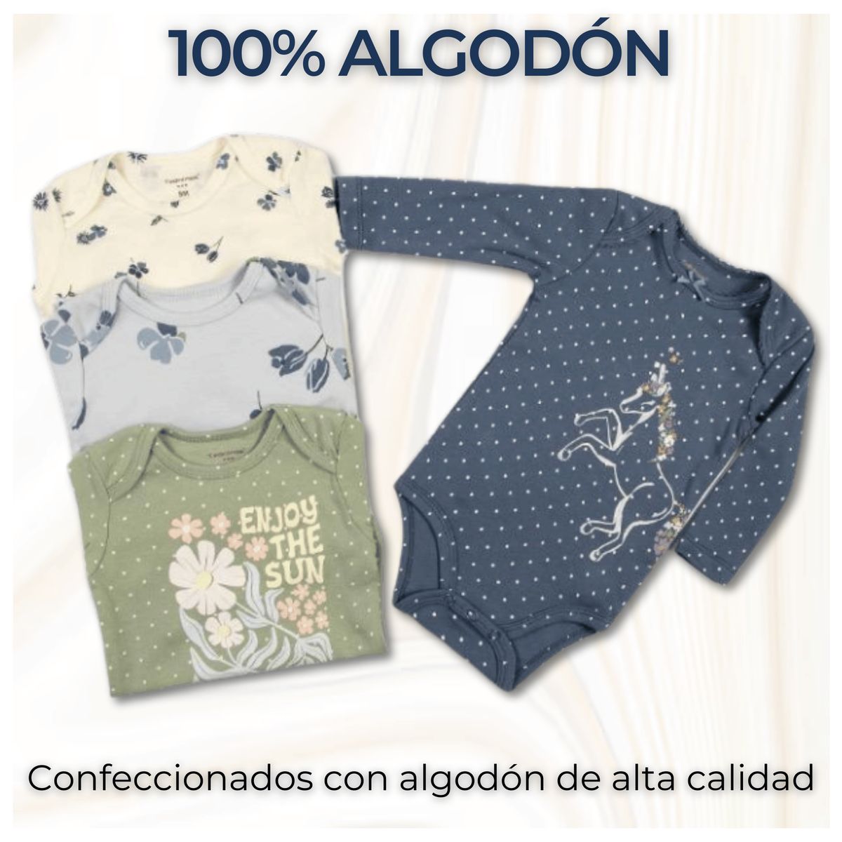 TEDMIMAK - Pack 4 Bodys Bebé Niña Manga Larga 100% Algodón Royal Blue Unicorn