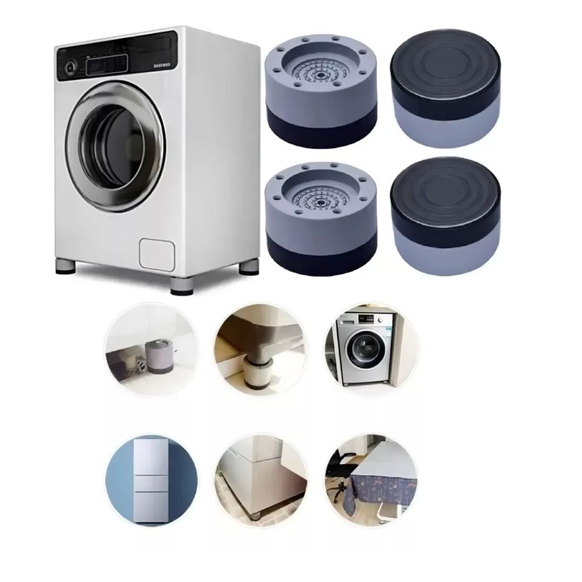 GENERICO - Pack 4 Piezas Soporte Altura Lavadora 6cm Gris