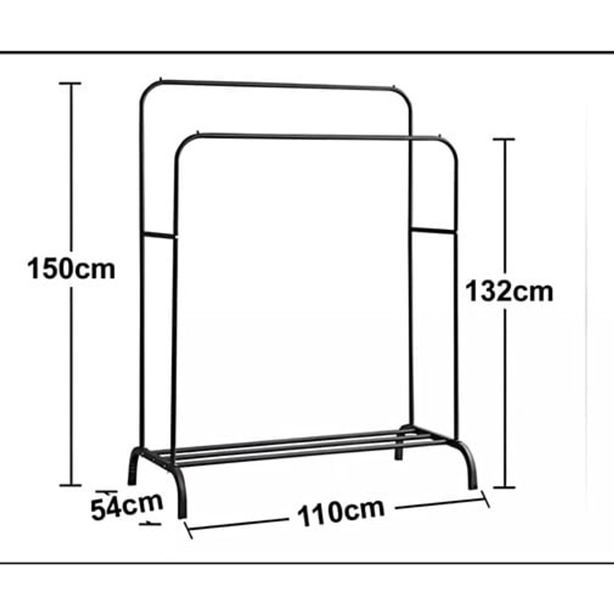 GENERICO - PERCHERO ORGANIZADOR DOBLE DE ROPA NEGRO