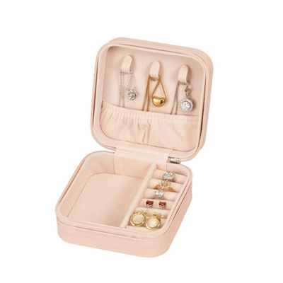 Imagen 2 del producto Estuche Organizador Joyas Cuadrado 10cm Joyero Rosa Aros