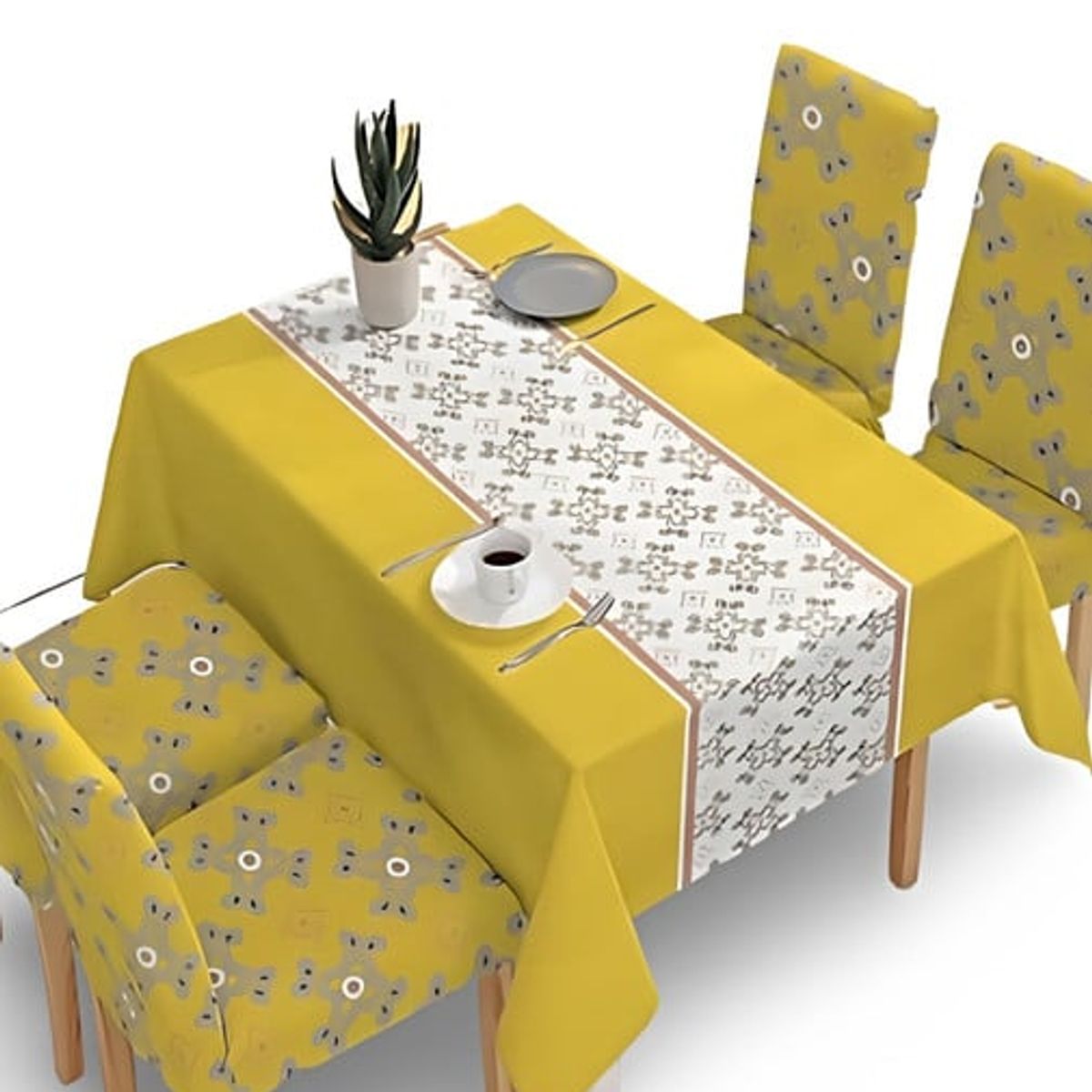 GENERICO - Juego Mantel De Comedor más 6 fundas de silla 140x 220 cmM2