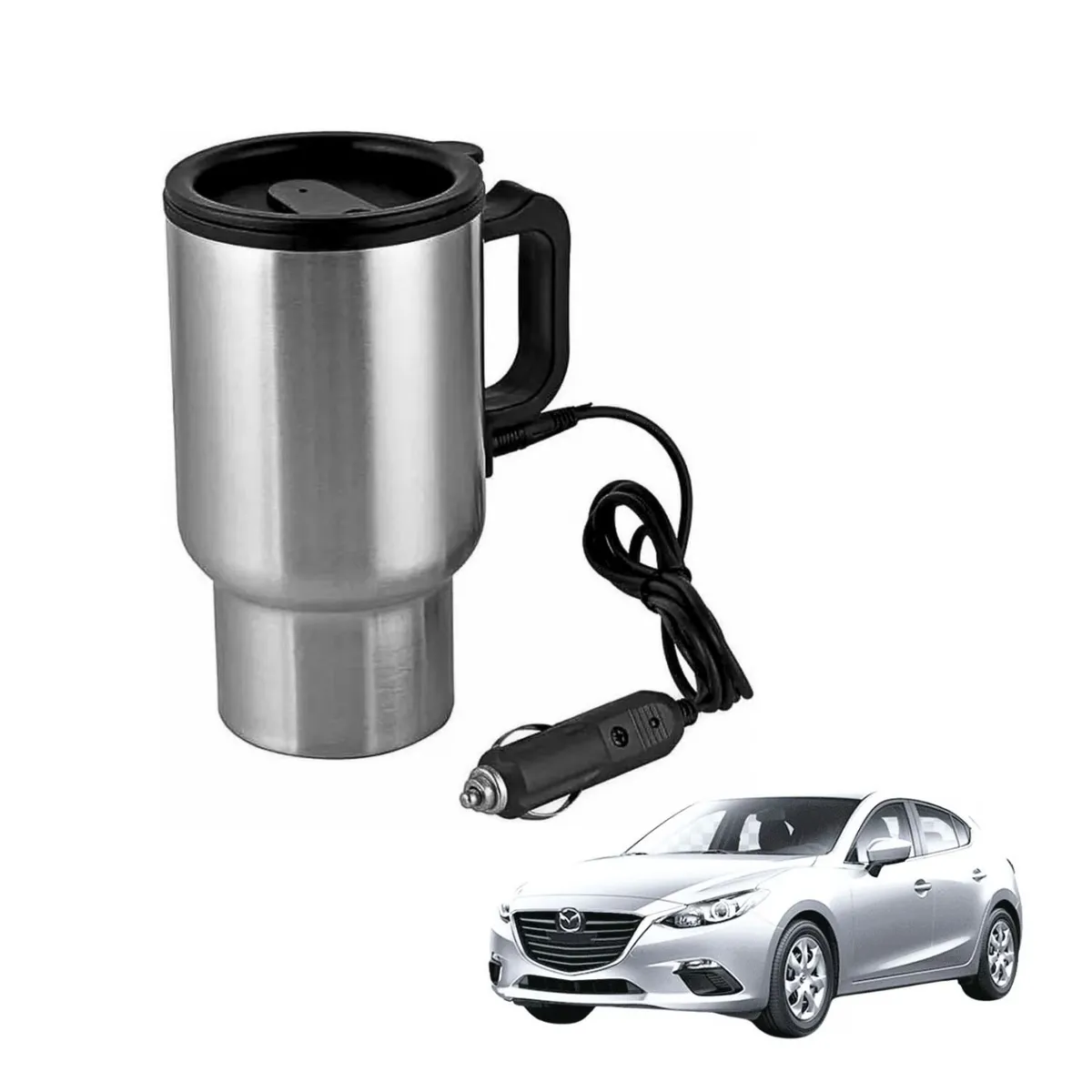 GENERICO - Vaso Auto Eléctrico 16cm Calentador Gris Taza Viaje
