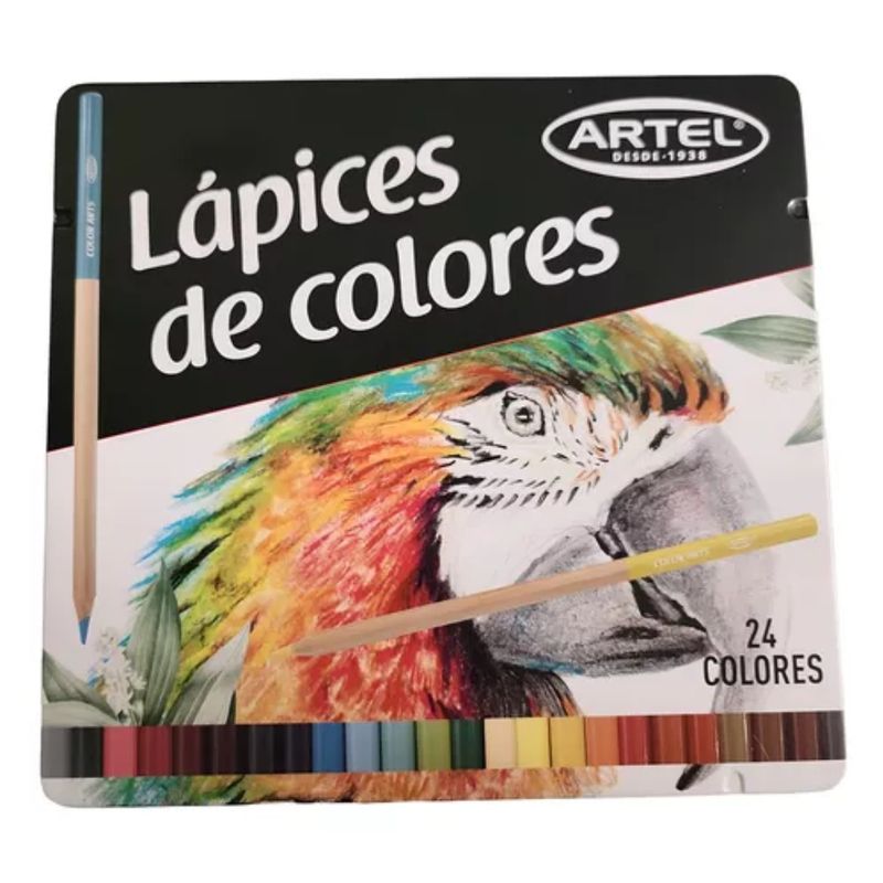 ARTEL - Lápices De 24 Colores En Caja De Lata Calidad Superior