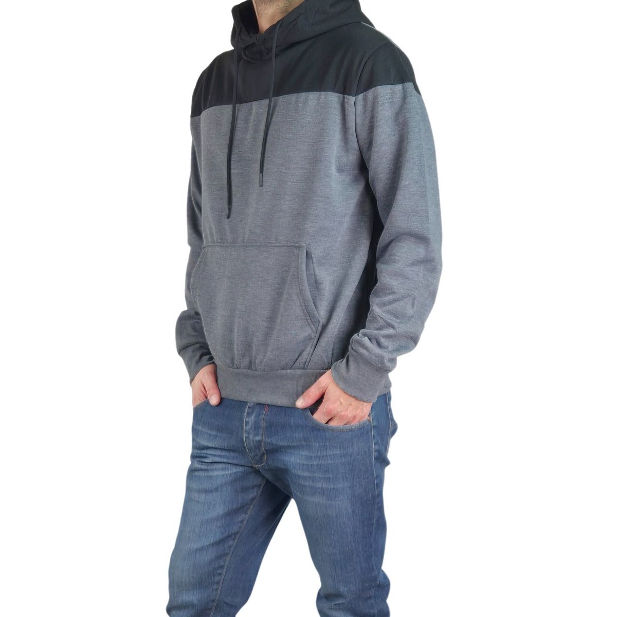 LIKE SHOP - Polerón Hombre Invierno Forro Piel Con Gorro Bi-Color 7498