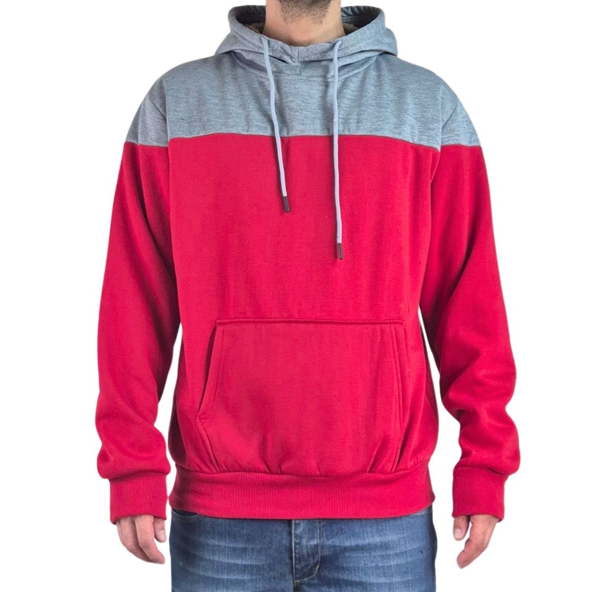 LIKE SHOP - Polerón Hombre Invierno Forro Piel Con Gorro Bi-Color 7498