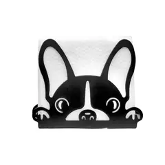 GENERICO - Servilletero Perro Bulldog Negro Acero Porta Servilletas