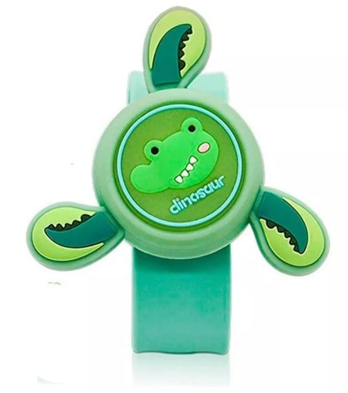 RELOJ REPELENTE DE MOSQUITOS CON SPINER Y LUCES DINOSAURIO
