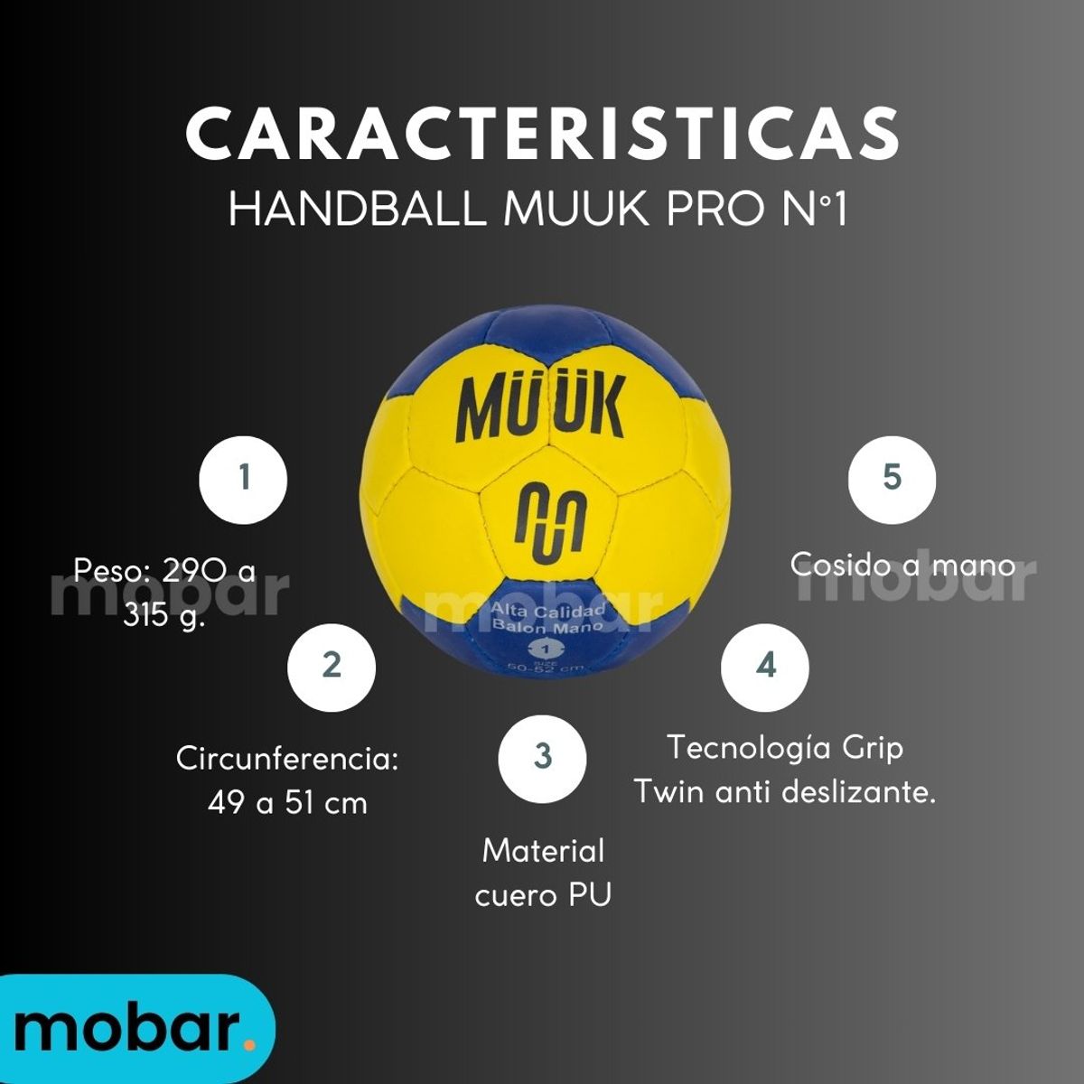 MUUK - Balón De Handball Balonmano Muuk Pro Entrenamiento Grip
