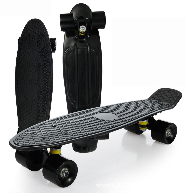 GENERICO - Patineta Tipo Fish Clásicode 56cm Para Principiantes-Negro
