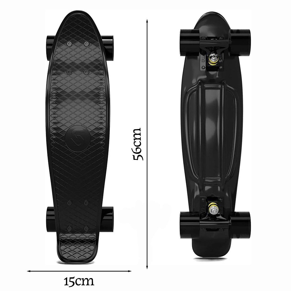 GENERICO - Patineta Tipo Fish Clásicode 56cm Para Principiantes-Negro