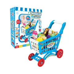 JAGIMA - Carrito de Compra Supermercado Para Niños 56 Piezas Colores - Celeste
