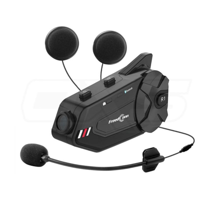 FREEDCONN - Manos libres bluetooth freedconn R1 plus casco moto camara full hd 1080p wifi e intercom 6 vias 1000mts