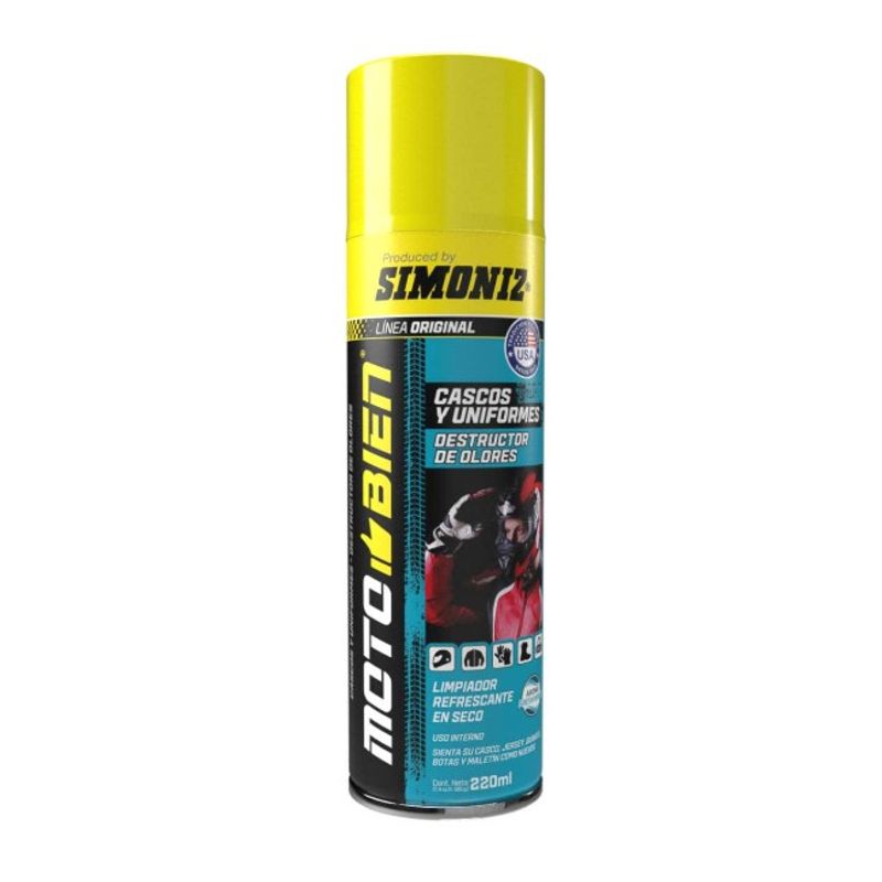 GENERICO - Limpiador desinfectante en seco para casco y equipo de moto simoniz motobien 220ml