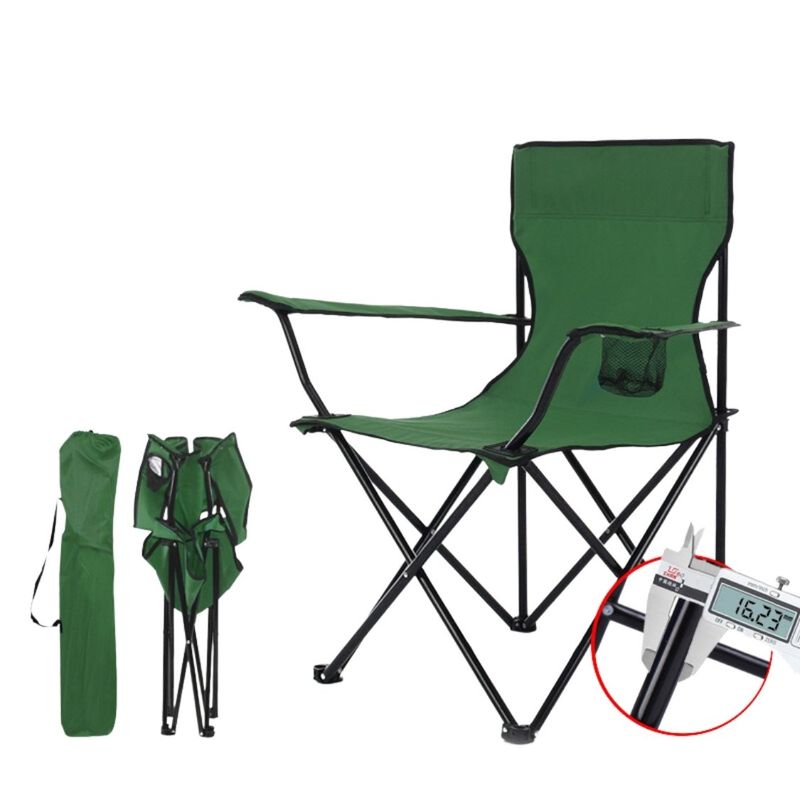 GENERICO - Silla Plegable Playa Camping Pesca Picnic Porta Vaso + Bolsa Verde