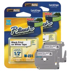 BROTHER - 2X Cinta Rotuladora M-231 - - 12mm X 8m Color Blanco