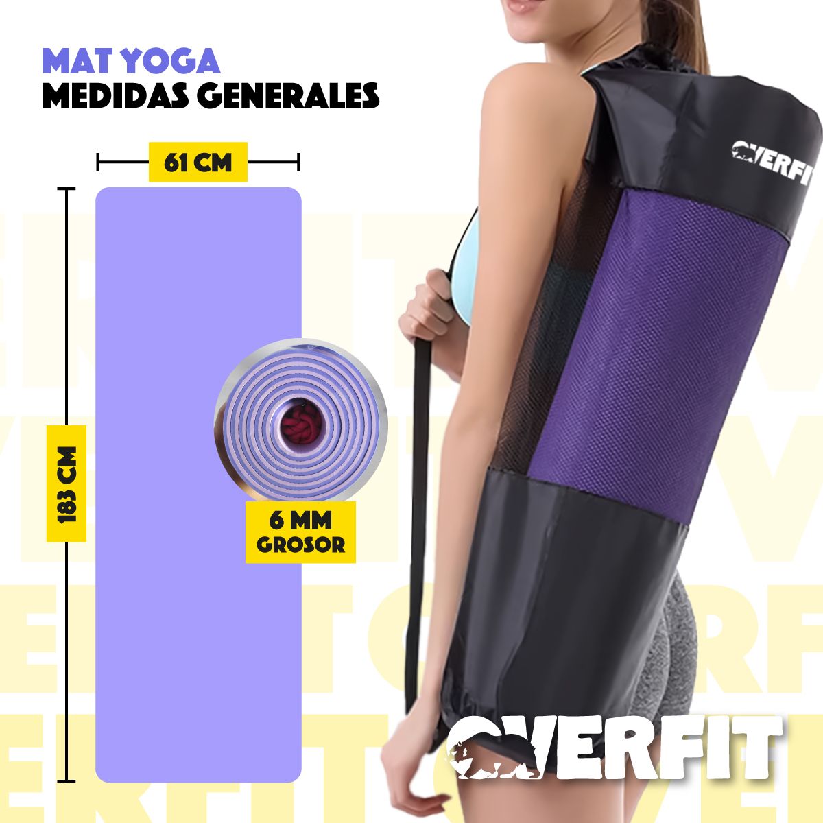 OVERFIT - Mat Yoga TPE 6mm Overfit Ejercicio Alfombra Pilates Bicolor