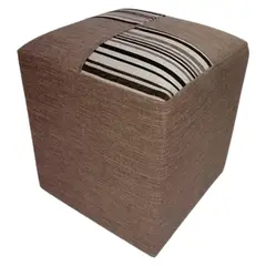 MUEBLERIA LATINA - POUF LINO COMPOSE MARRON RAYAS