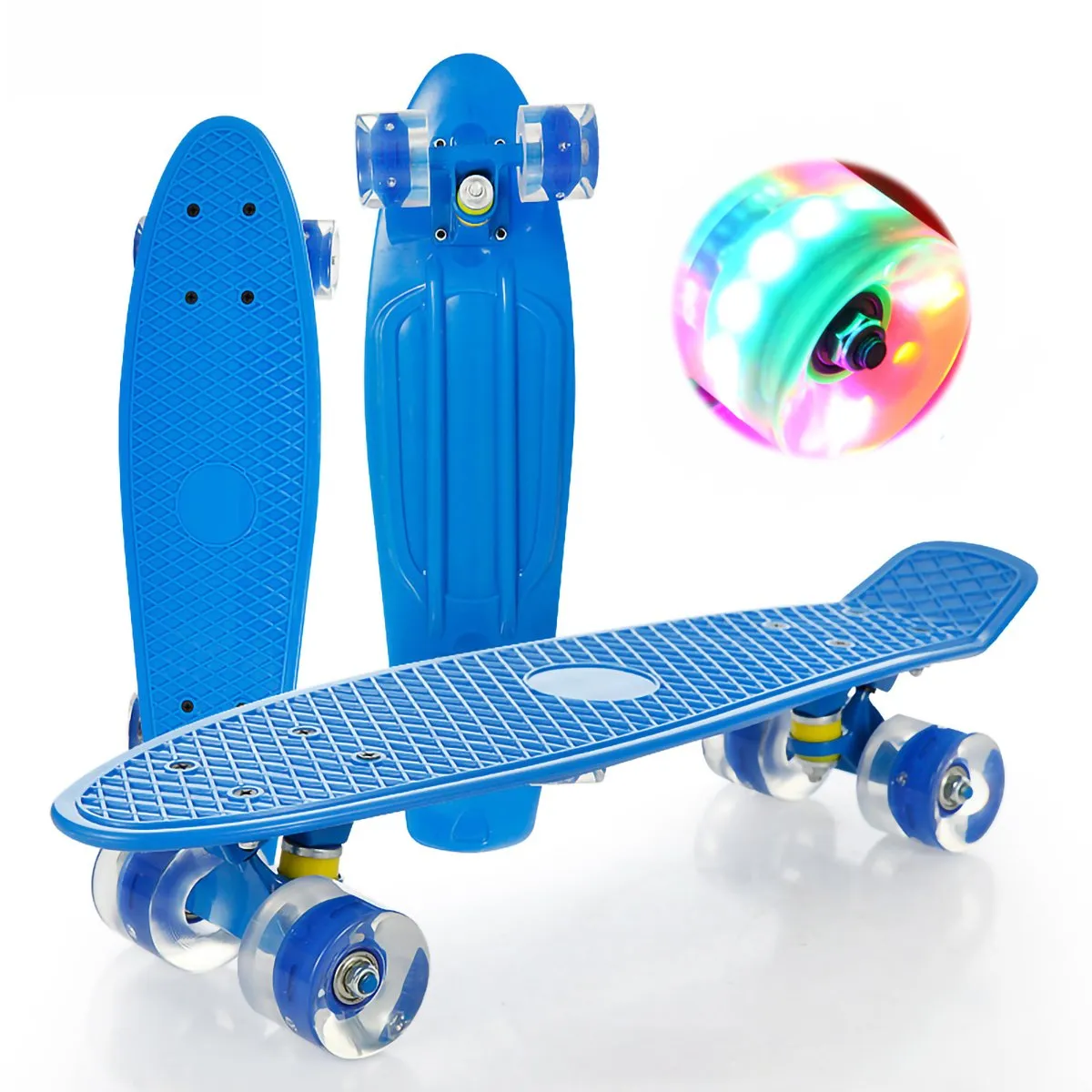 GENERICO - Monopatín de 56x13cm con Ruedas de Iluminación-Azul