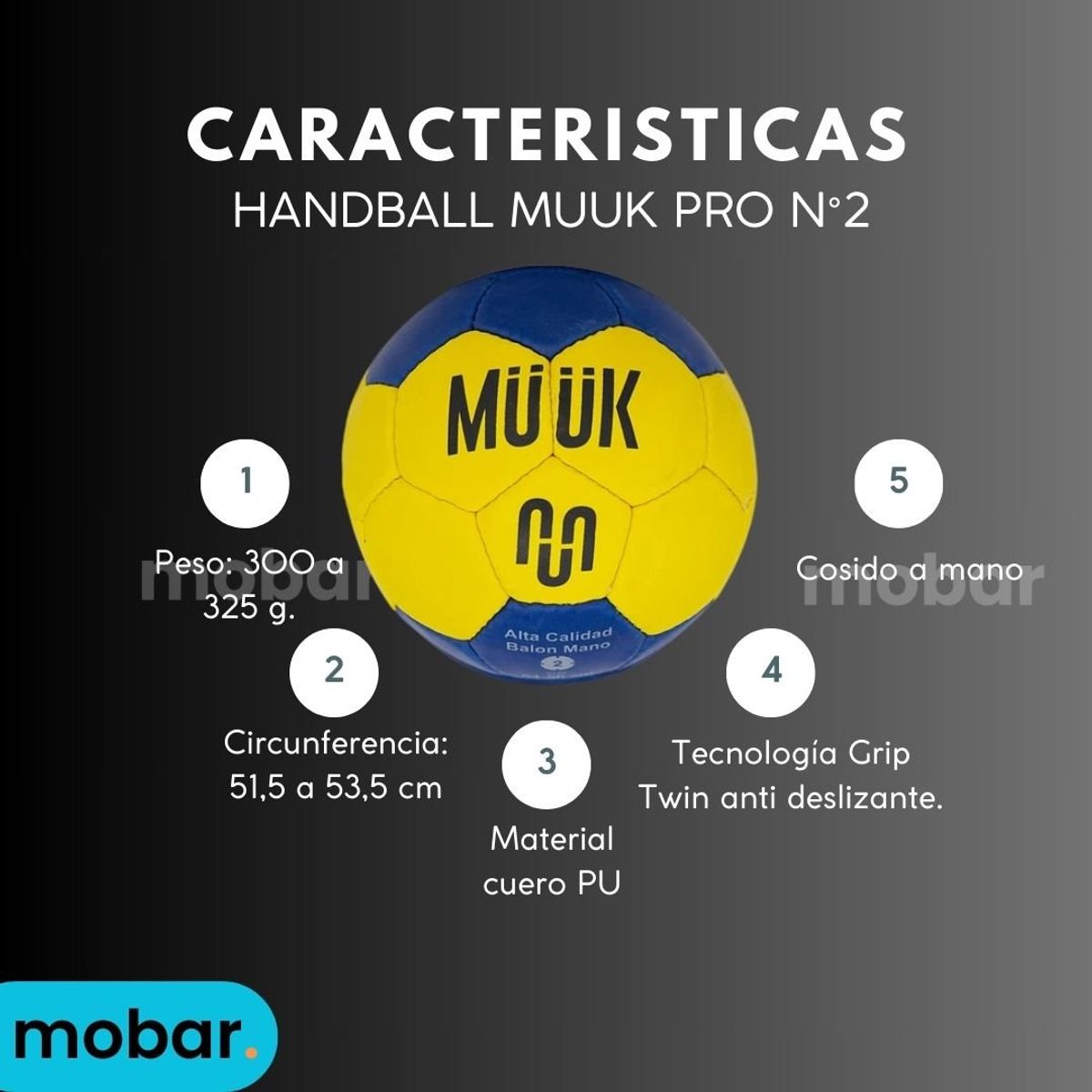 MUUK - Balón De Handball Balonmano Muuk Pro Entrenamiento Grip