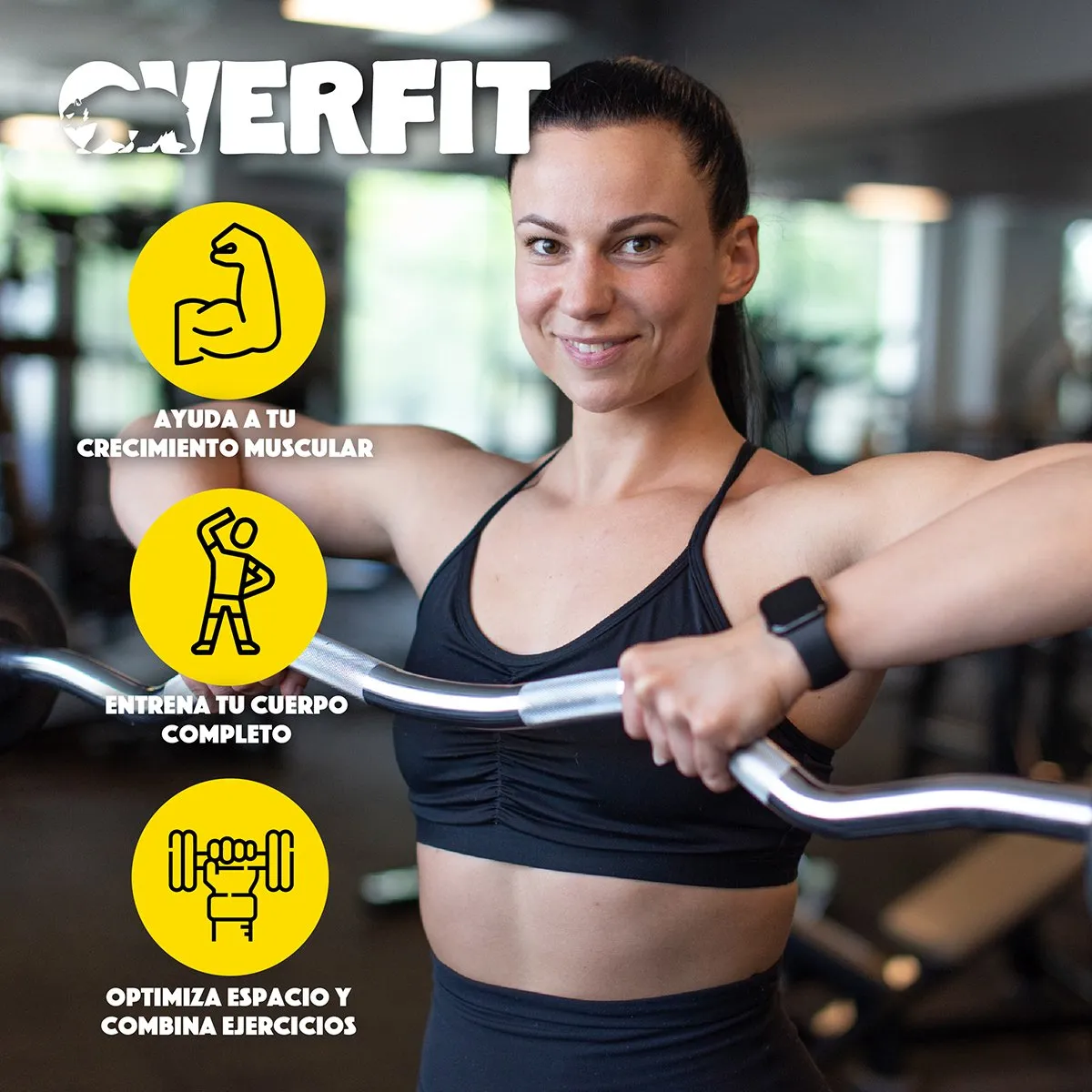 OVERFIT - Barra Preolimpica Z 4.2 kg Overfit 120 cm Cromada Fitness