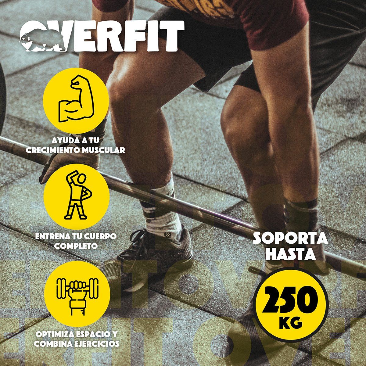 OVERFIT - Barra Olimpica Recta Overfit 20kg 220Cm Cromada Fitness