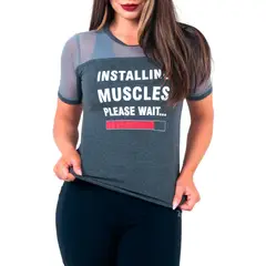 BIA BRAZIL - Polera dryfit Gris Transparencias Manga Corta