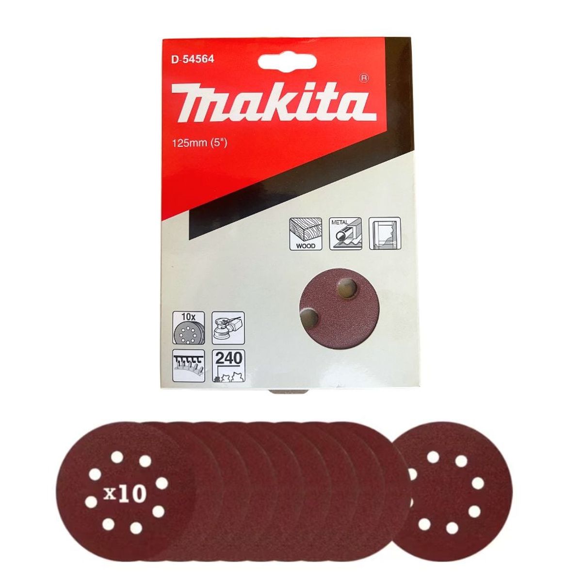 MAKITA - Discos Lija Con Velcro 125mm G240 10 Pzs Makita D-54564