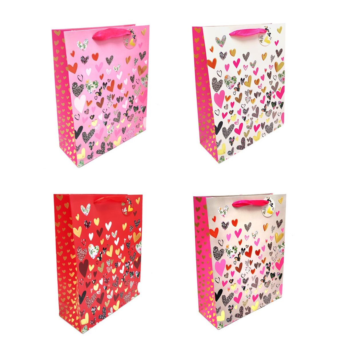 GENERICO - BOLSA DE REGALO CORAZONES DORADO 18X23 X12 UNI