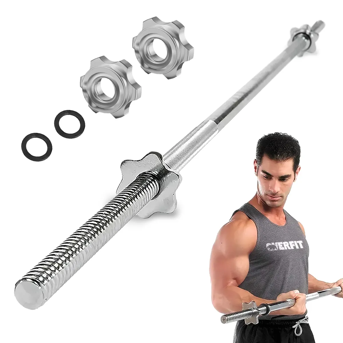 OVERFIT - Barra Preolimpica Recta 4.2 kg Overfit 120Cm Cromada Fitness