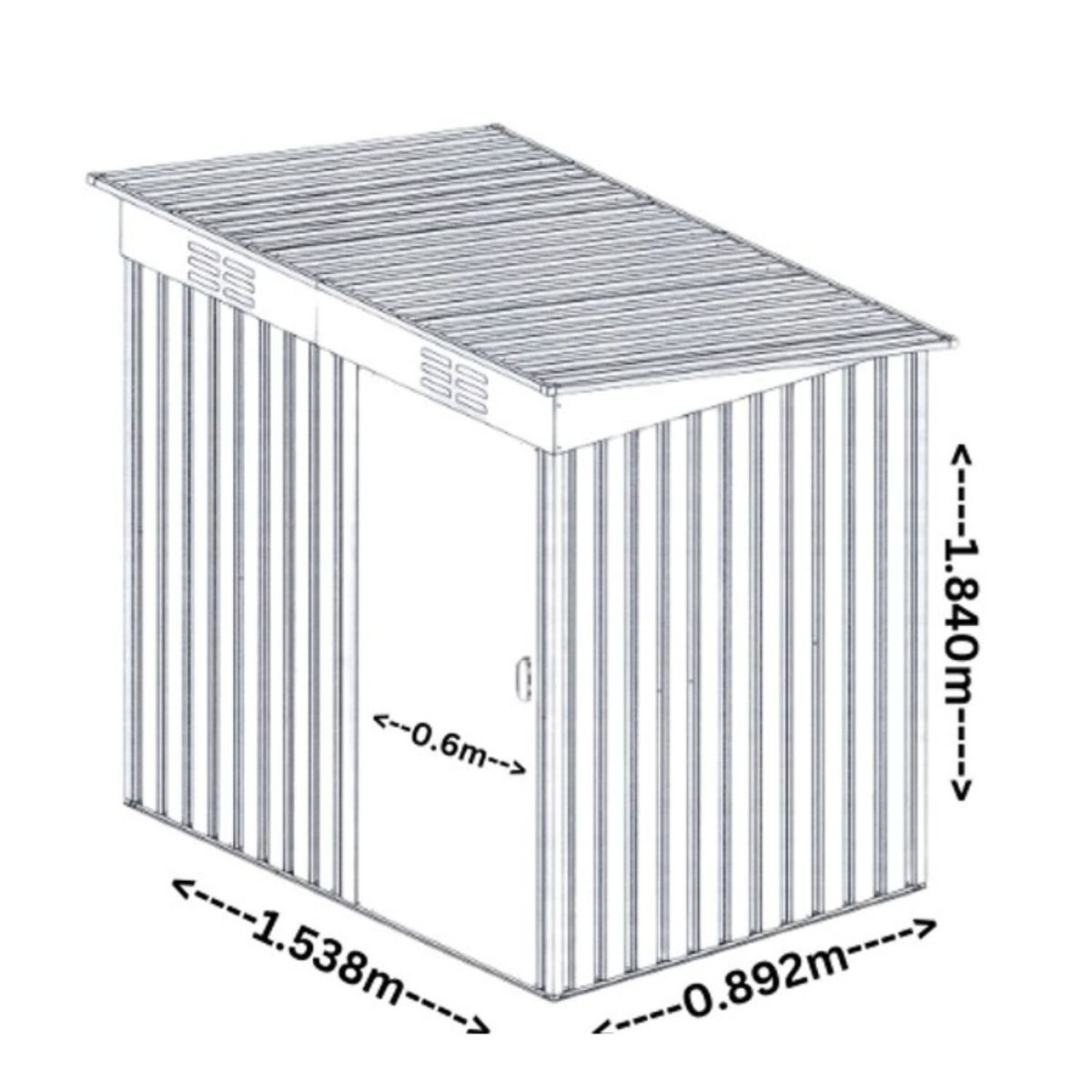 OPITRA - Bodega de Jardín Gris Oscuro 1.37 M2 184x153x90 cm OPITRA
