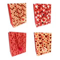 GENERICO - BOLSA DE REGALO CORAZONES GLITTER 26X32 X1UNI